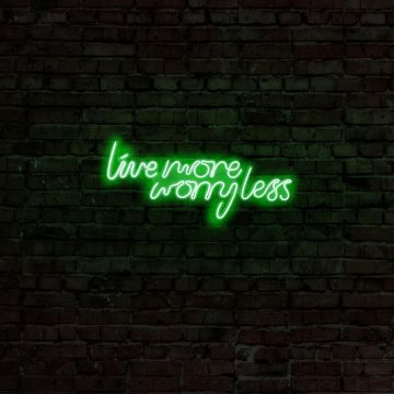 Aplica de Perete Neon Live More Worry Less, 67x36 cm - Verde