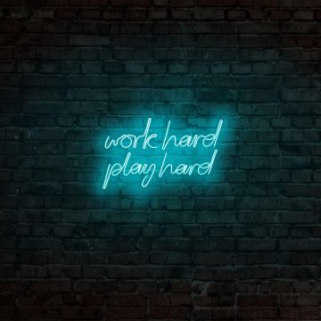 Aplica de Perete Neon Work Hard Play Hard, 55x36 cm - Albastru
