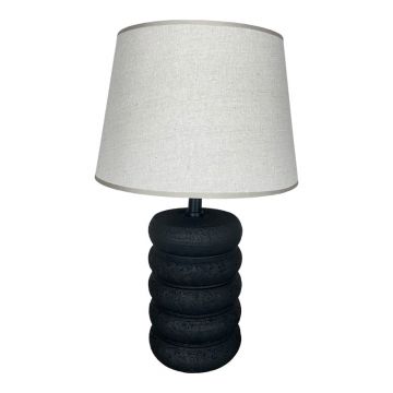 Lampă de masă cu design Graike, Ceramică, Negru-Bej, 26x37 cm - Negru