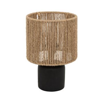 Lampă de masă Leyda, Ceramică, Negru-Natural, 16x24 cm - Negru