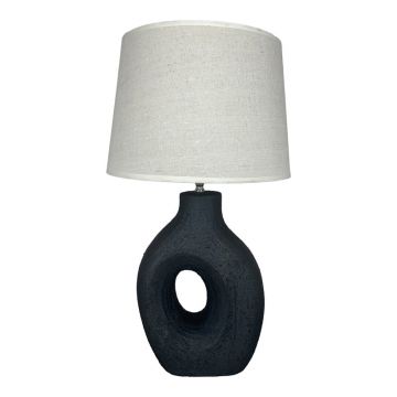 Lampă de masă Ovola, ceramică, negru-bej, 30x52 cm - Bej