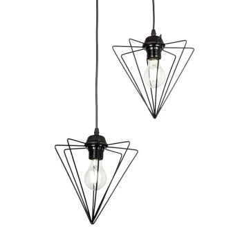 Lampa de tavan cu doua becuri Tebour, metal, Negru, 30x30x70 cm - Negru