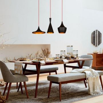 Lustra Archa, Negru - Auriu, 80x80x130 cm - Negru