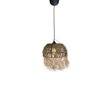 Lustra Bowler din rachita, Natural, D31x69 cm - Natur