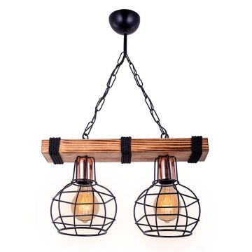 Lustra cu doua lumini PWL-1033, nuc-negru, 40x15x60 cm - Negru