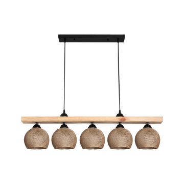 Lustra de tavan cu cinci brate Salote nuante Naturale, Maro, 100x18x24 cm - Maro