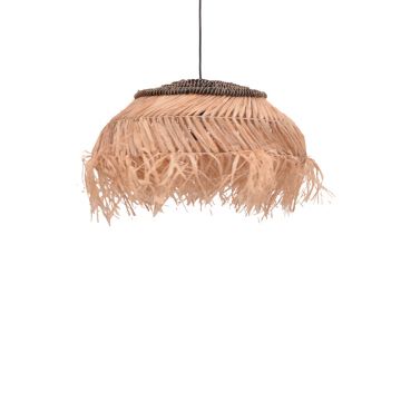 Lustra Hengiole din fibre eco, negru-Natural, 60x60x40 cm - Bej