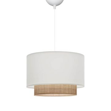 Lustra Newbay tesatura si mat, alb-Natural, D30x20 cm - Alb