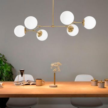 Lustra Ravelight, Galben - Alb, 15x15x48 cm - Auriu
