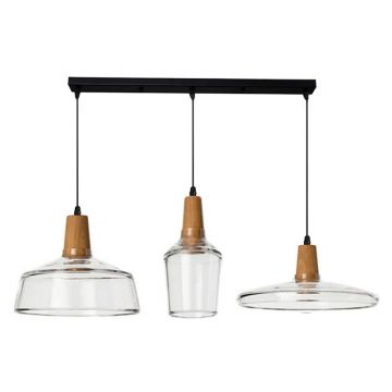 Lustra Somele cu trei lumini metal transparent si sticla, Multicolor, 73x73x100 cm - Multicolor