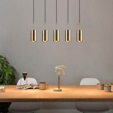 Lustra Vibramia, Antic - Negru, 9x9x120 cm - Auriu