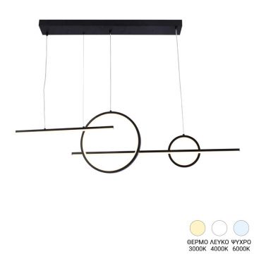 Plafonieră led cu patru becuri Polindia, Metal, Negru, 110x100 cm - Negru