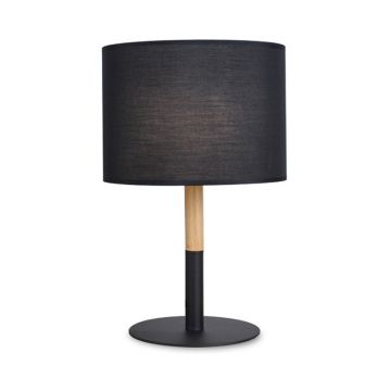 Veioza Kerky negru-Natural metal-lemn-textil, 25x25x40 cm - Natur