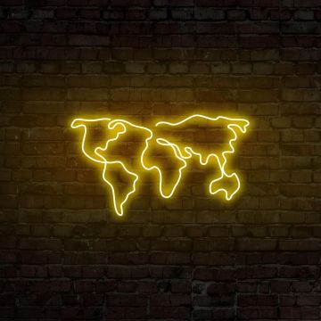 Aplica de Perete Neon World Map - Galben