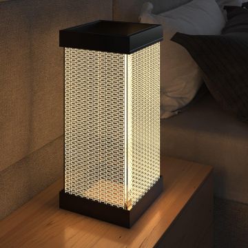 Lampă de masă TLT Panel Lampshade With Rectangle Pattern, Negru - Negru