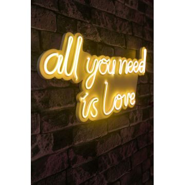 Lampa Neon All You Need Is Love, Albastru - Galben