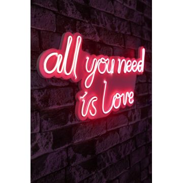 Lampa Neon All You Need Is Love, Albastru - Roșu