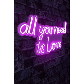 Lampa Neon All You Need Is Love, Albastru - Roz