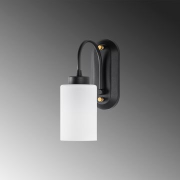 Aplică de perete Hemikilo - 13161, Negru - Alb, Ø10x15 cm - Negru - Alb