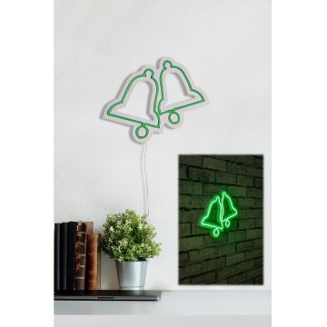 Lampă neon Bells, Diverse culori, 30x24x2 cm - Verde