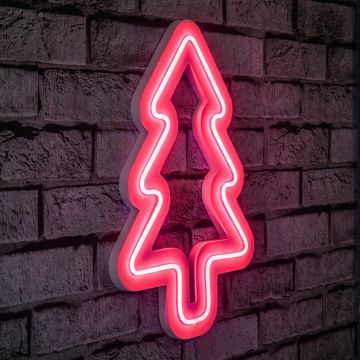 Lampă neon Christmas pin, Diverse culori, 21x30x2 cm - Roz