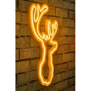 Lampă neon Deer, Diverse culori, 21x34x2 cm - Galben