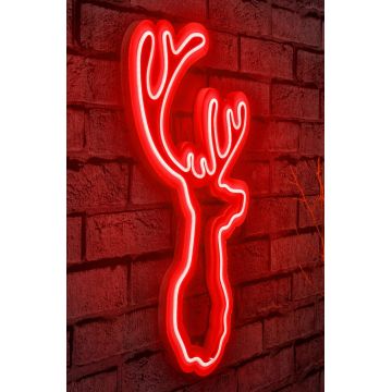Lampă neon Deer, Diverse culori, 21x34x2 cm - Roșu