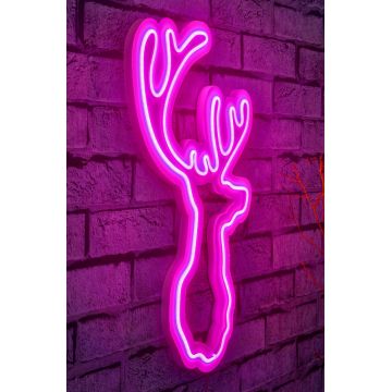 Lampă neon Deer, Diverse culori, 21x34x2 cm - Roz