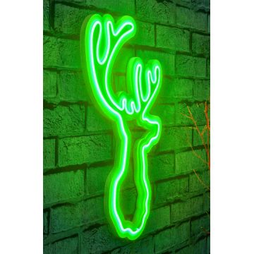 Lampă neon Deer, Diverse culori, 21x34x2 cm - Verde