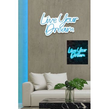 Lampă neon Live Your Dream, Diverse culori, 30x53x2 cm - Albastru
