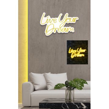 Lampă neon Live Your Dream, Diverse culori, 30x53x2 cm - Galben