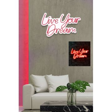 Lampă neon Live Your Dream, Diverse culori, 30x53x2 cm - Roșu