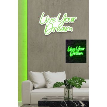 Lampă neon Live Your Dream, Diverse culori, 30x53x2 cm - Verde