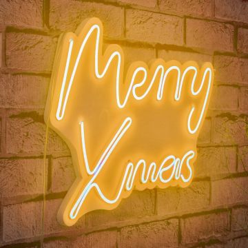 Lampă neon Merry Christmas, Diverse culori, 43x33x2 cm - Galben