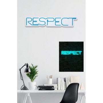 Lampă neon Respect, Diverse culori, 11x57x2 cm - Albastru