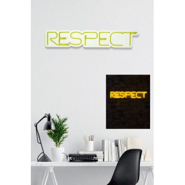 Lampă neon Respect, Diverse culori, 11x57x2 cm - Galben