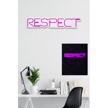 Lampă neon Respect, Diverse culori, 11x57x2 cm - Roz