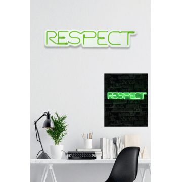 Lampă neon Respect, Diverse culori, 11x57x2 cm - Verde