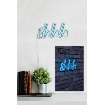 Lampă neon Shhh, Diverse culori, 34x17x2 cm - Albastru