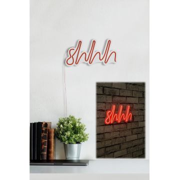 Lampă neon Shhh, Diverse culori, 34x17x2 cm - Roșu