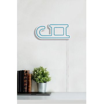 Lampă neon Sled, Diverse culori, 38x17x2 cm - Albastru