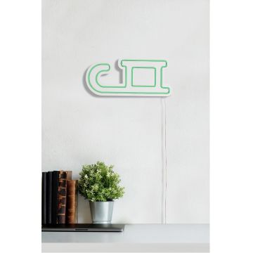 Lampă neon Sled, Diverse culori, 38x17x2 cm - Verde