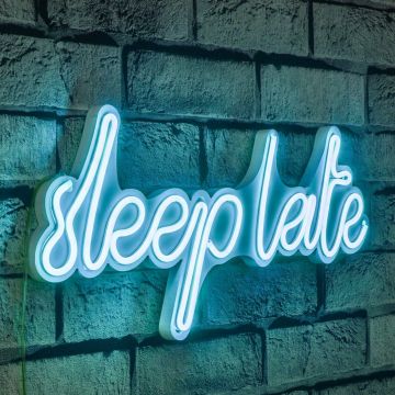 Lampă neon Sleep Late, Diverse culori, 46x20x2 cm - Albastru