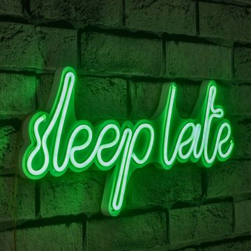 Lampă neon Sleep Late, Diverse culori, 46x20x2 cm - Verde