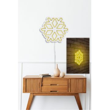 Lampă neon Snowflake, Diverse culori, 30x26x2 cm - Galben