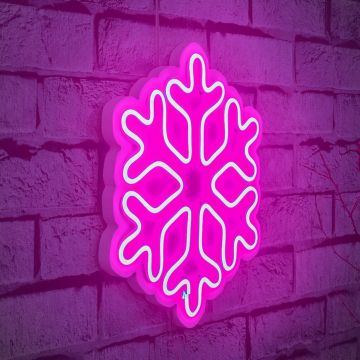 Lampă neon Snowflake, Diverse culori, 30x26x2 cm - Roz