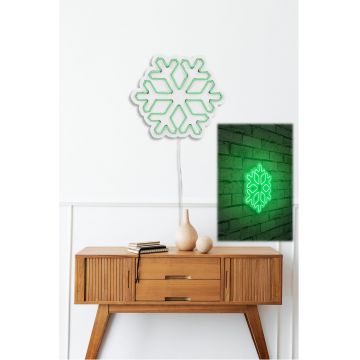 Lampă neon Snowflake, Diverse culori, 30x26x2 cm - Verde