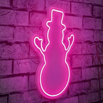 Lampă neon Snowman, Diverse culori, 18x35x2 cm - Roz