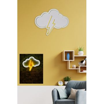Lampă neon Thunder Storm, Diverse culori, Diverse dimensiuni - Alb - Galben / 45x35x2 cm