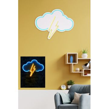 Lampă neon Thunder Storm, Diverse culori, Diverse dimensiuni - Albastru - Galben / 45x35x3 cm